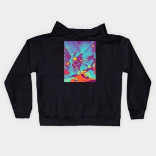 Colorful space retro abstract pattern Kids Hoodie